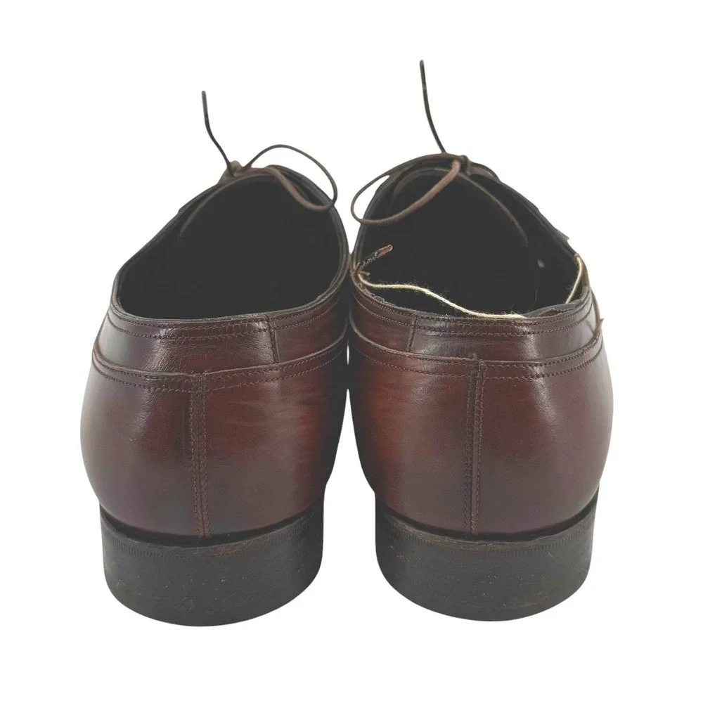 Salvatore Ferragamo Men Brown Leather Apron Toe Derby Dress Shoes 10.5 D Lace Up